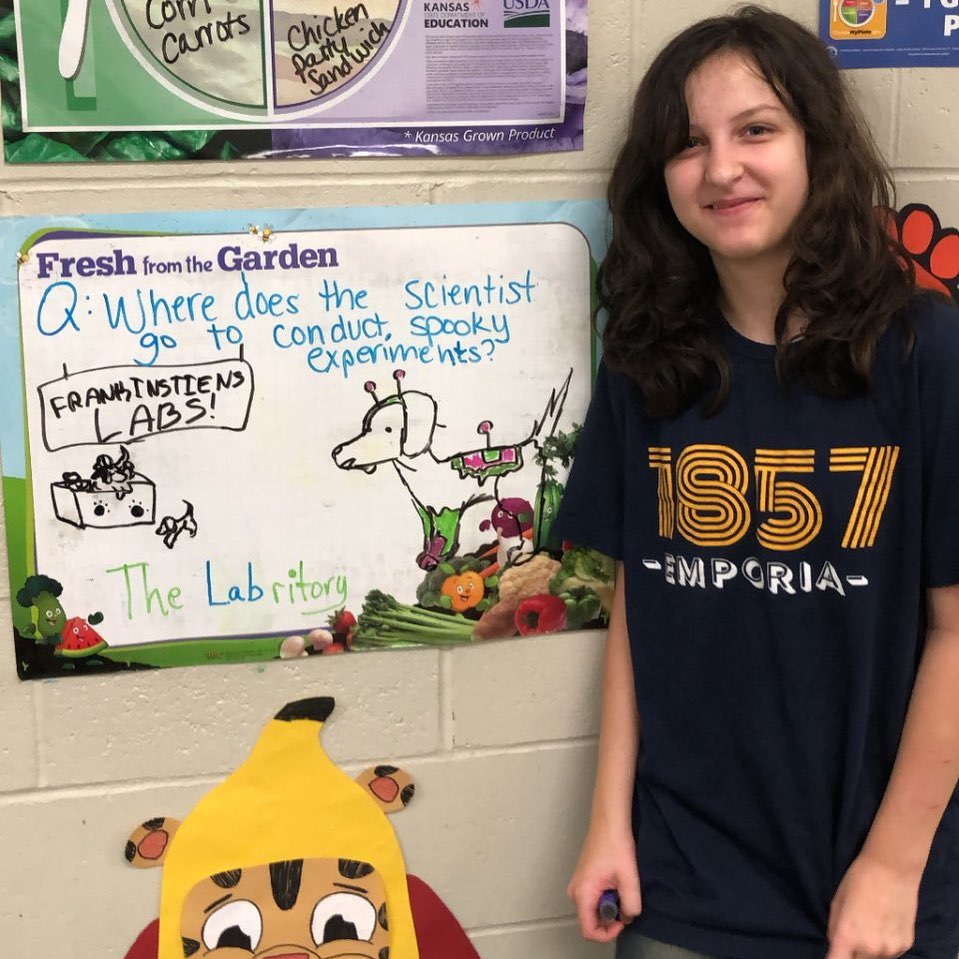 Althea helped with the school joke today in the cafeteria. 🐕 👨‍🔬 Watch my stories daily for more jokes!!